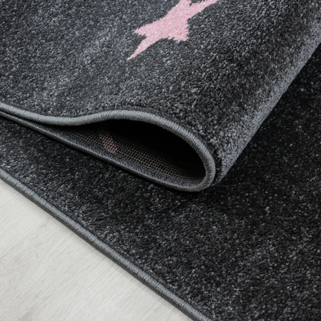  Wunderschöne Kinderteppiche, Teppich Mit Stern Motiv Rund /Quadratstich, Größe:Ø 120 Cm Rund, Farbe:Pink
