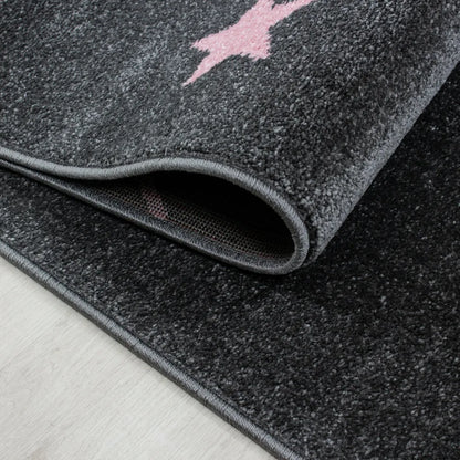  Wunderschöne Kinderteppiche, Teppich Mit Stern Motiv Rund /Quadratstich, Größe:Ø 120 Cm Rund, Farbe:Pink