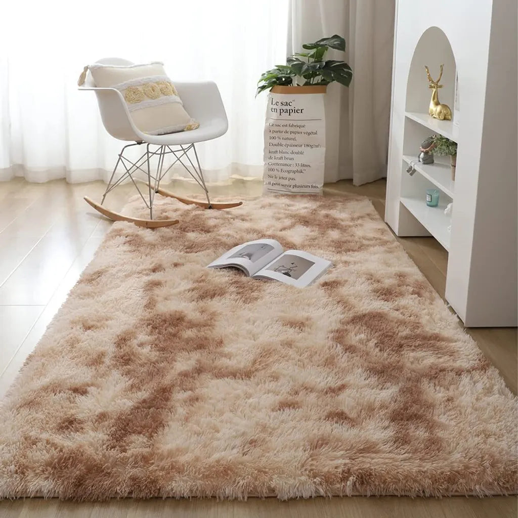  Teppich Wohnzimmer, Weicher Samt Hochflor Wohnzimmerteppich Teppiche Antirutschunterlage Teppiche Für Wohnzimmer Schlafzimmer Matten,160x200cm,Beige