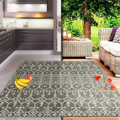  Terrassen Teppich Waschbar Balkonteppich Küche Wohnzimmer Garten, Maße:200x280 Cm