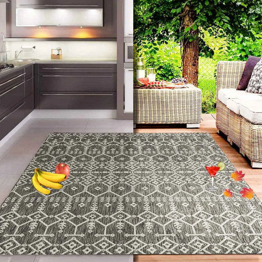  Terrassen Teppich Waschbar Balkonteppich Küche Wohnzimmer Garten, Maße:200x280 Cm
