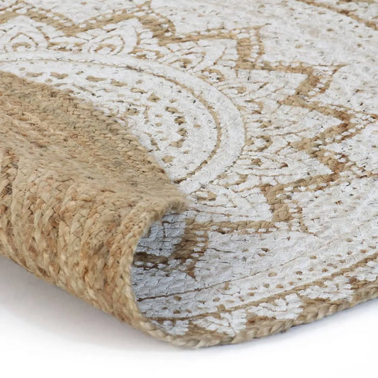  VidaXL Teppich Jute Geflochten Bedruckt 180 Cm Rund