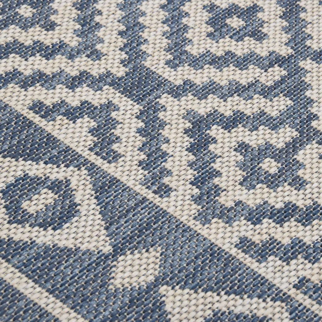  VidaXL Outdoor-Teppich Flachgewebe 100x200 Cm Blau Gestreift