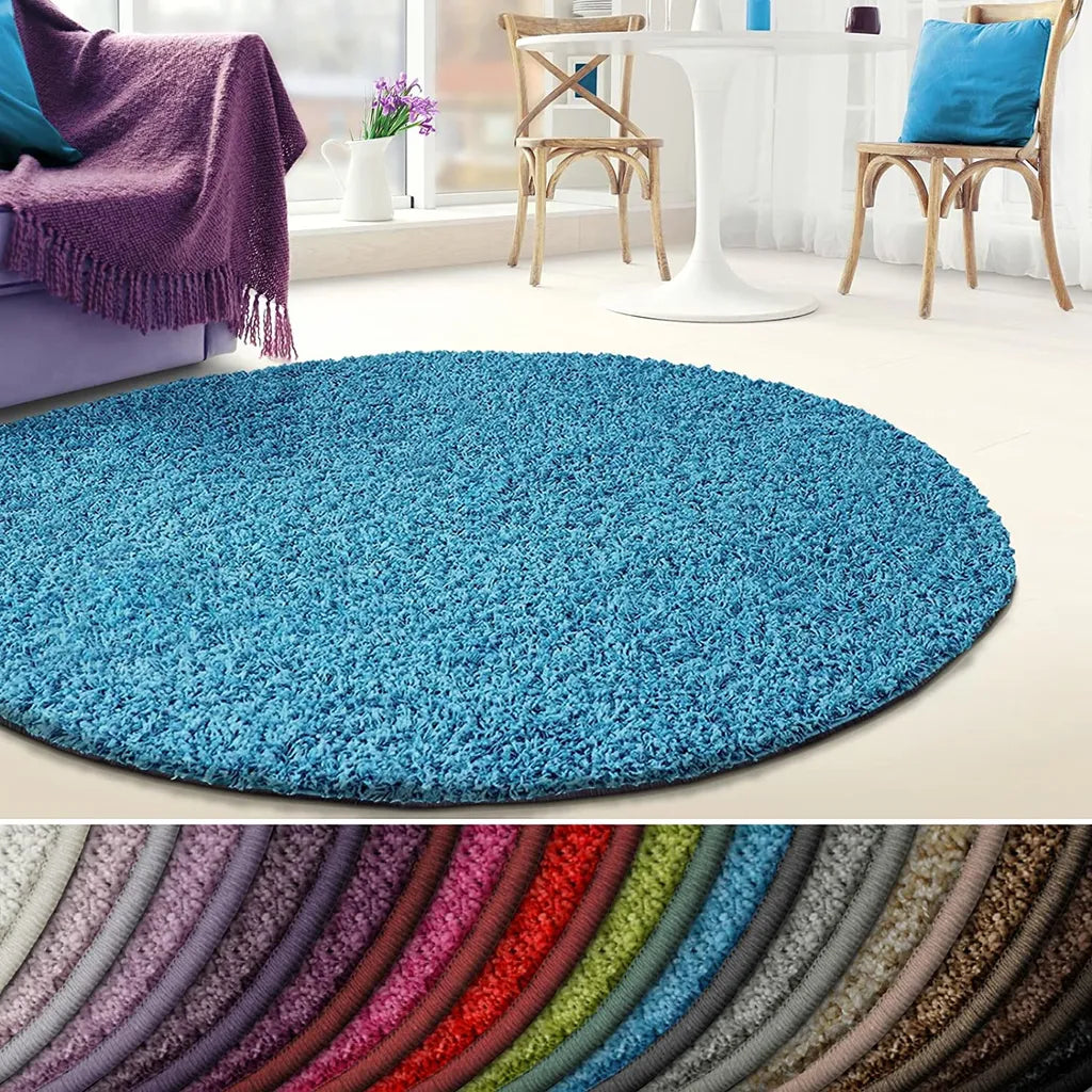  Shaggy-Teppich Barcelona Hellblau 181 Rund 240 Cm Durchmesser