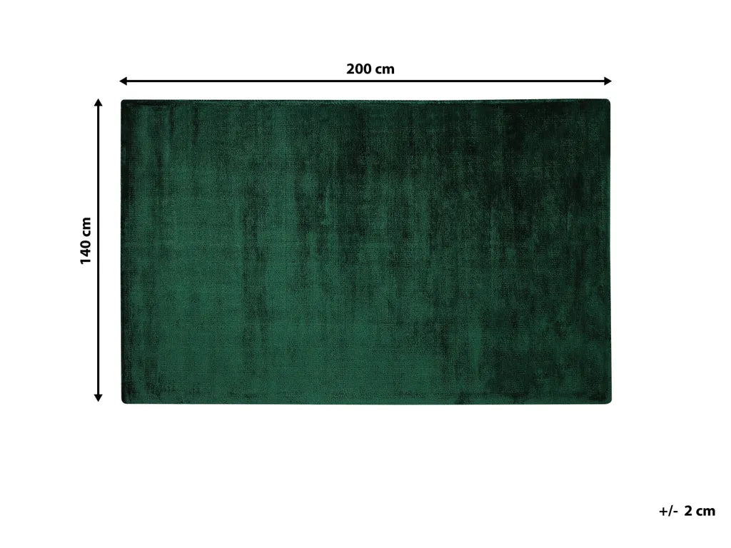  Teppich Dunkelgrün Viskose 140x200 Cm Kurzflor Rechteckig Mit Baumwoll-Unterseite Skandinavischer Stil