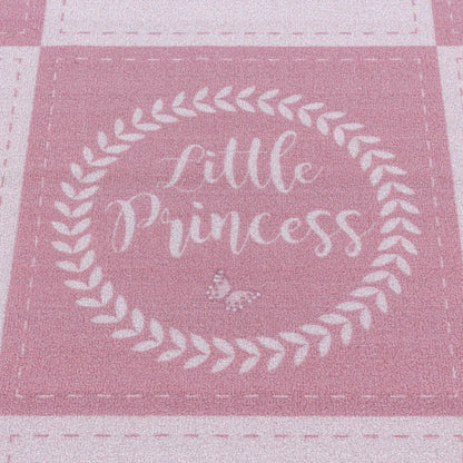  Kinderteppich,Krone,Zauberstab,Prinzessin,Kettelteppich,mädchen,Farbe:Pink, Farbe:PINK, Grösse:120 Cm X 170 Cm