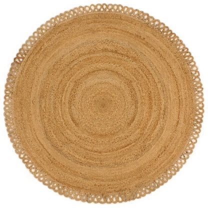  VidaXL Teppich Geflochten Mit Wellenrand 180 Cm Jute Rund