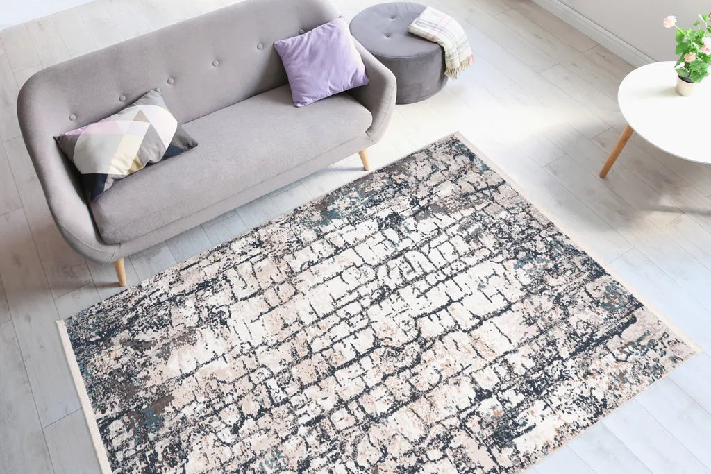  Kayoom - Hochflor Teppich Akropolis 125 Grau / Blau Grösse: 200cm X 300cm