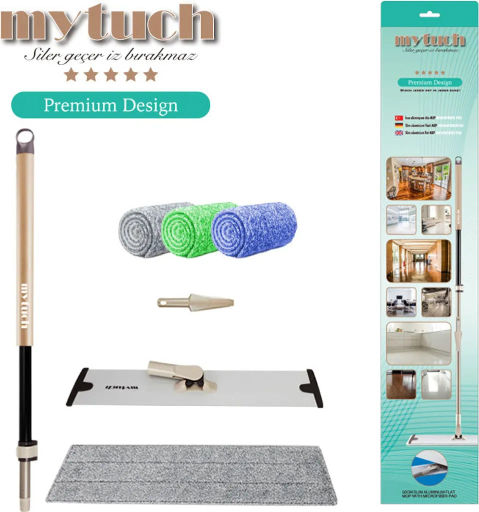 Mytuch Multifuntionaler Mopp Rosegold Bodenwischer Set Mit 3 Mikrofaser Pads Ultra Flach