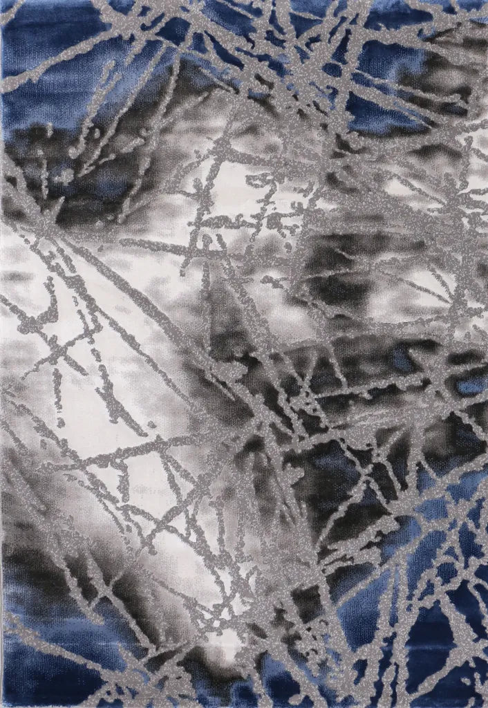  Teppich Abstrakt Used Optik In Blau Grau, Maße:160x230 Cm