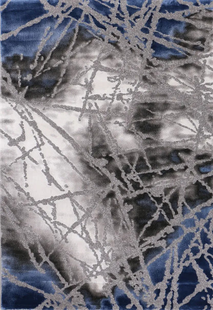  Teppich Abstrakt Used Optik In Blau Grau, Maße:160x230 Cm