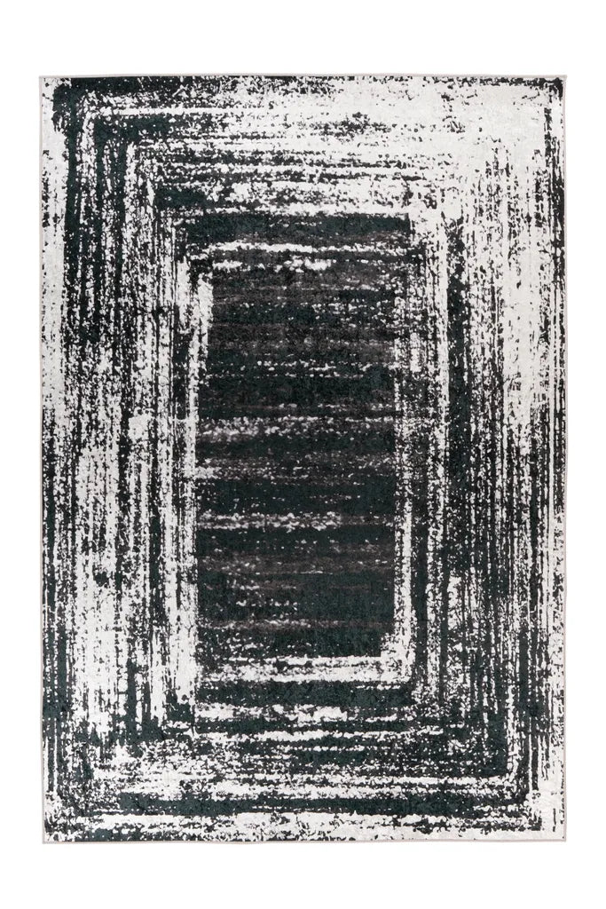  Kayoom - Kurzflor Teppich Rhodin 725 Schwarz / Weiß Grösse: 160cm X 230cm