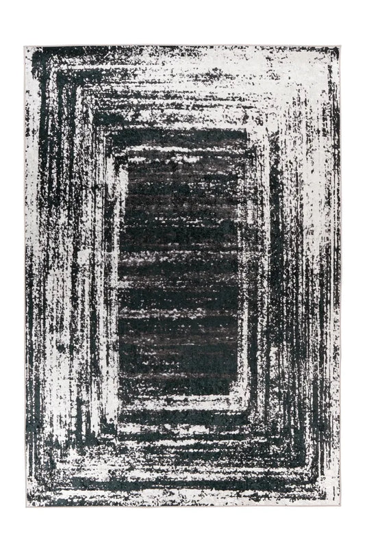  Kayoom - Kurzflor Teppich Rhodin 725 Schwarz / Weiß Grösse: 160cm X 230cm