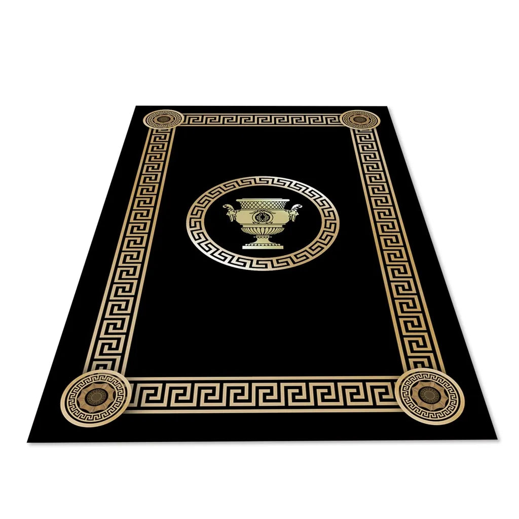  Teppich & Läufer Olymp Flach 7x Größen Schwarz & Gold 6mm HLO-JE43 160x230 Cm (3,68m²)