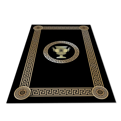  Teppich & Läufer Olymp Flach 7x Größen Schwarz & Gold 6mm HLO-JE43 160x230 Cm (3,68m²)