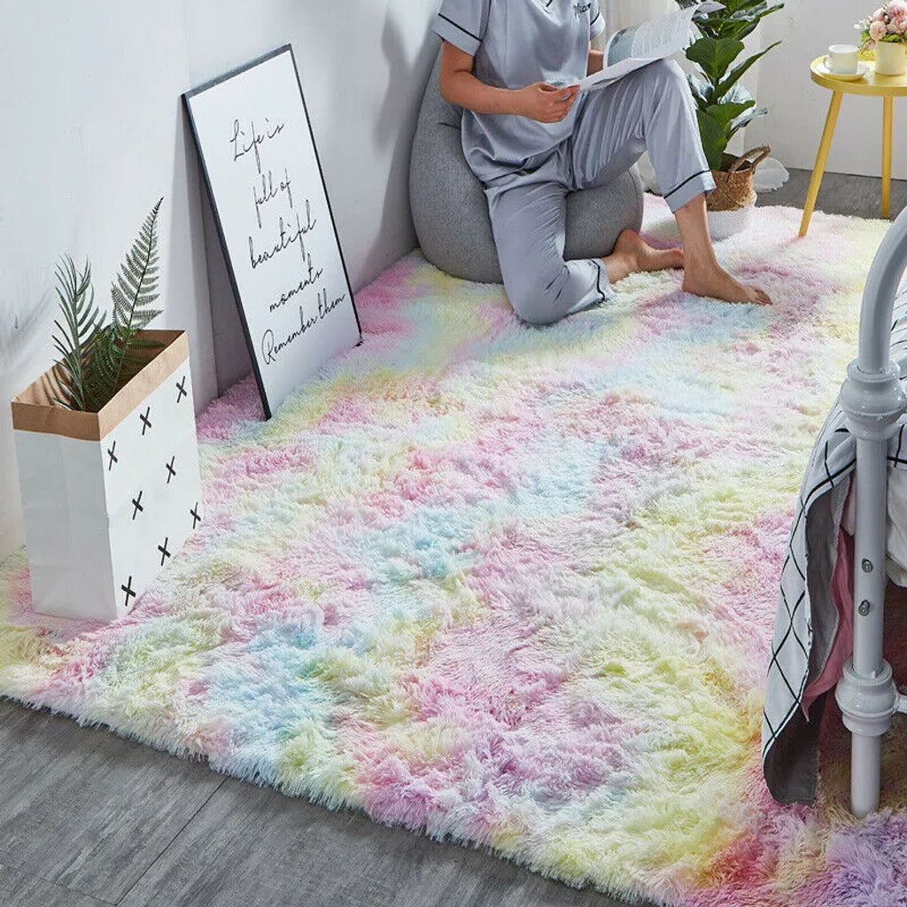  Regenbogen Übergroße Flauschige Teppiche Shaggy Area Rug Esszimmer Schlafzimmer Teppich Bodenmatte 100*160cm