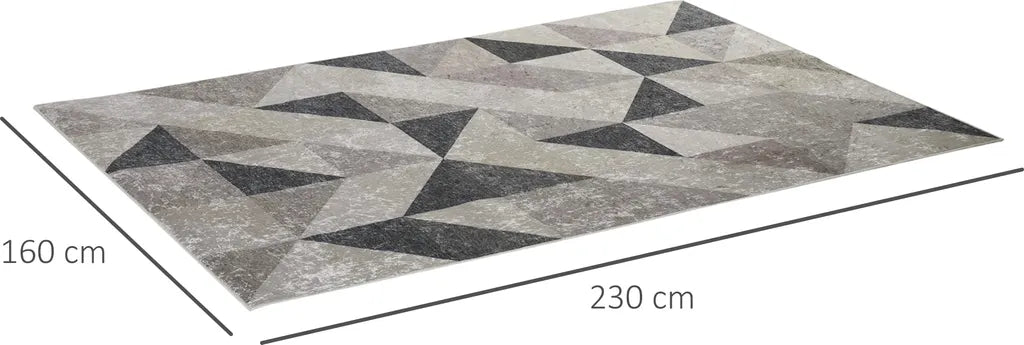  HOMCOM Teppich Im Trenddesign Moderner Teppich Mit Geometrischen Formen Für Wohnzimmer Schlafzimmer Küche Polyester Grau+Schwarz+Weiß 160 X 230 Cm