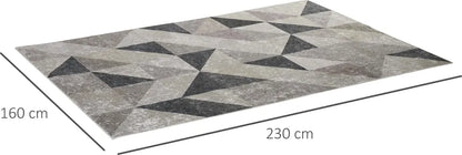  HOMCOM Teppich Im Trenddesign Moderner Teppich Mit Geometrischen Formen Für Wohnzimmer Schlafzimmer Küche Polyester Grau+Schwarz+Weiß 160 X 230 Cm