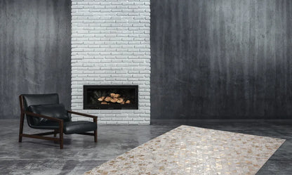  Kayoom - Leder Teppich Rocket 410 Elfenbein / Gold Grösse: 80cm X 150cm