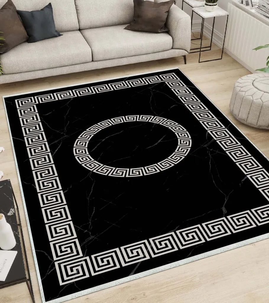  Teppich & Läufer Imperial Flach 7x Größen Schwarz & Silber 6mm HLO-JE45 160x230 Cm (3,68m²)