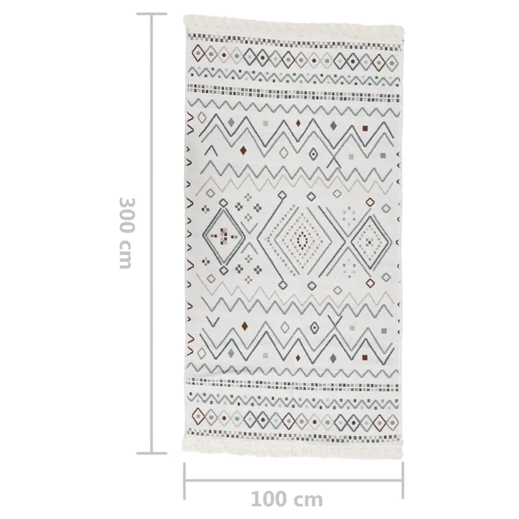  VidaXL Teppich Beige Und Blau 100x300 Cm Baumwolle