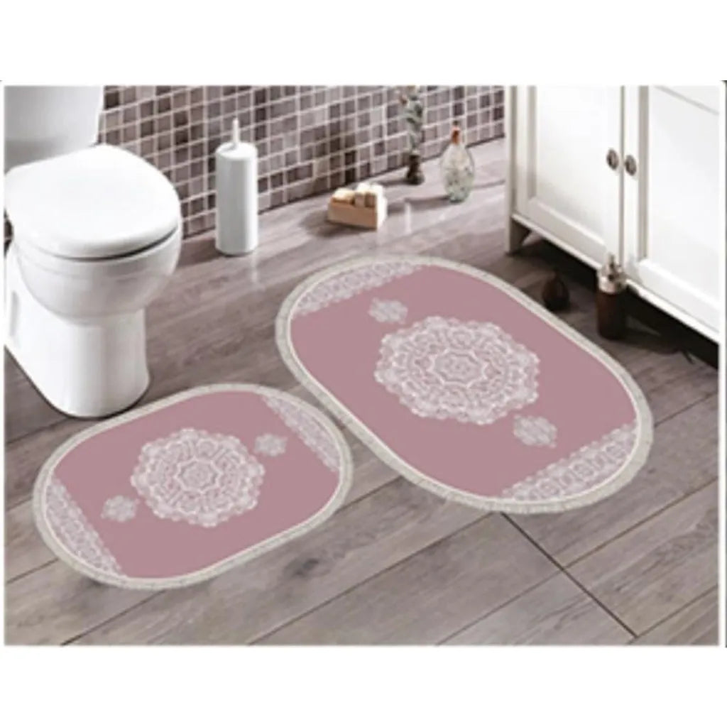  Roland Badematten WC Teppich Set Oval In Verschiedenen Farben Rosé