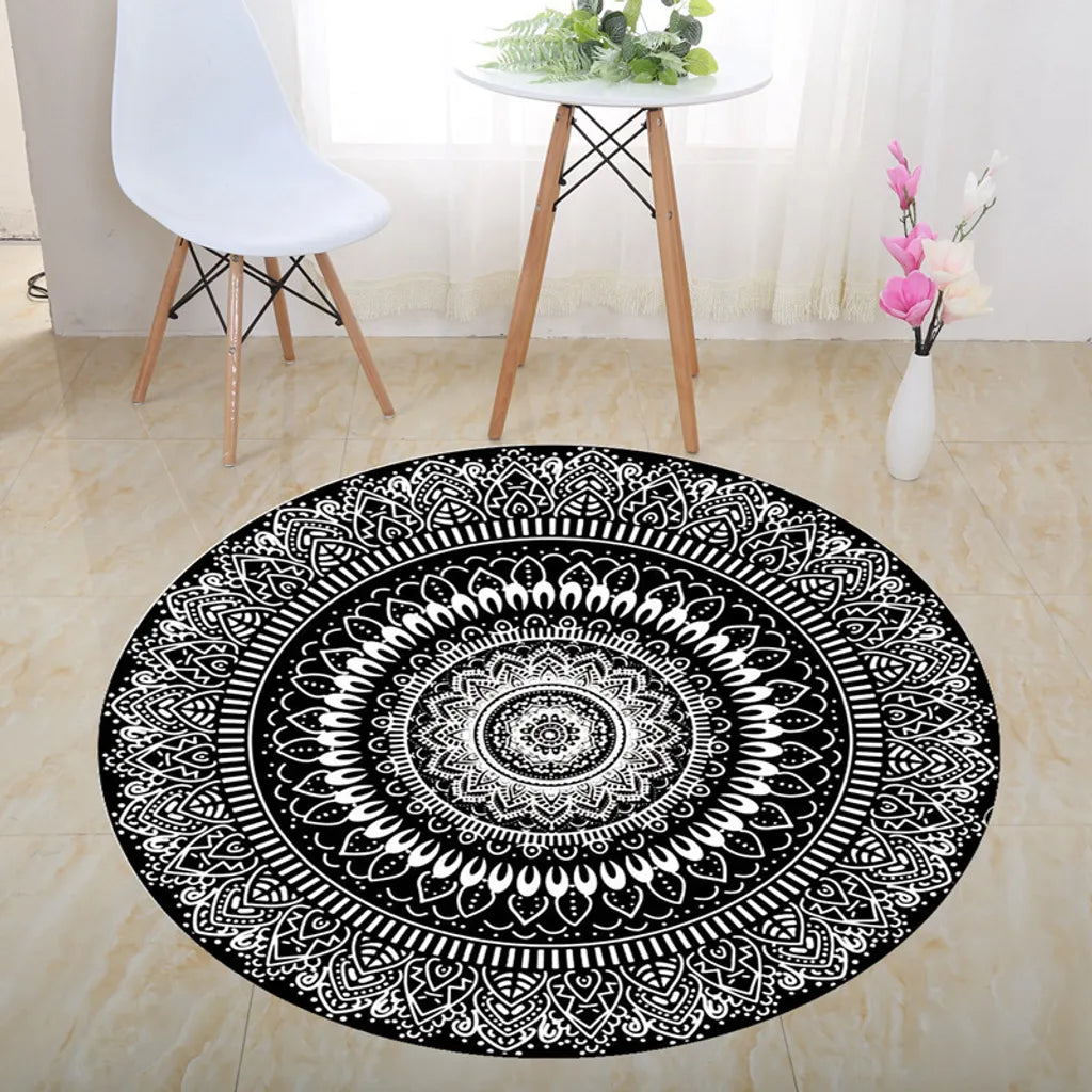  Outdoor-Teppich Rund Around The Flower Black 100x100cm Innen Und Außen