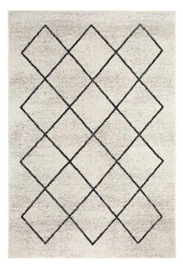  Teppich Raute Grau Creme Muster Kurzflor Geometrisch Wohnzimmer Modern Flachflor 160 X 235 Cm