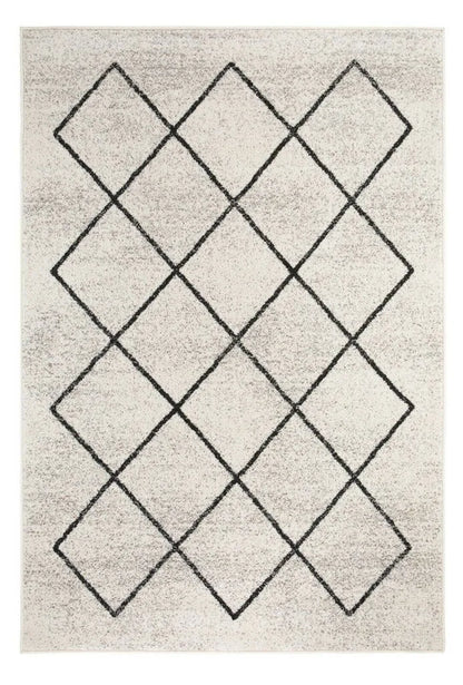  Teppich Raute Grau Creme Muster Kurzflor Geometrisch Wohnzimmer Modern Flachflor 160 X 235 Cm