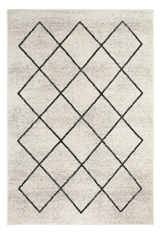  Teppich Raute Grau Creme Muster Kurzflor Geometrisch Wohnzimmer Modern Flachflor 160 X 235 Cm