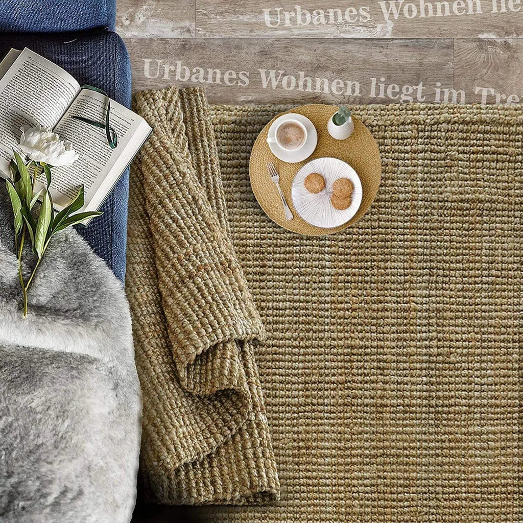  Jute-Teppich Urbano Bouclégarn Nature-Teppich Naturfaser Handgewebt 200 X 290 Cm