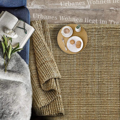  Jute-Teppich Urbano Bouclégarn Nature-Teppich Naturfaser Handgewebt 200 X 290 Cm
