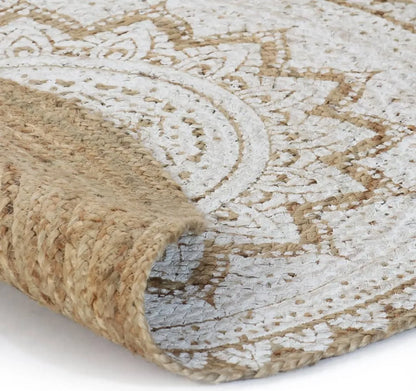  VidaXL Teppich Jute Geflochten Bedruckt 90 Cm Rund