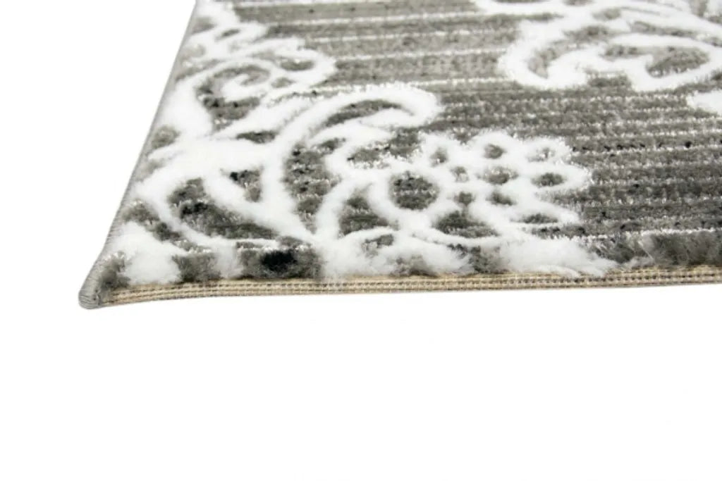 Moderner Teppich Designer Teppich Orientteppich Wohnzimmer Teppich Mit Ornamente Meliert In Grau Creme Anthrazit Größe - 200 X 290 Cm