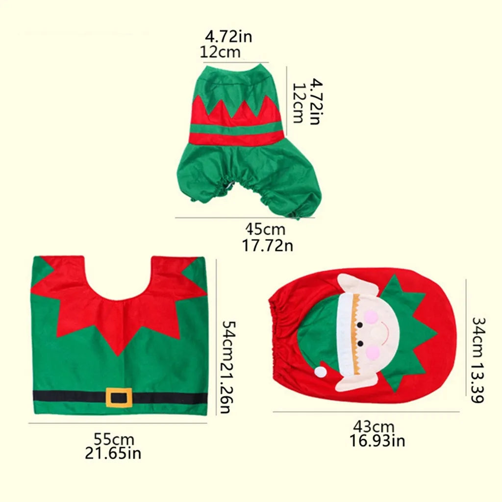  3er/set Bad WC Sitzbezug, Badematte Teppich, Wassertank Deckel Sitzbezug, Weihnachten Badezimmer Dekoration