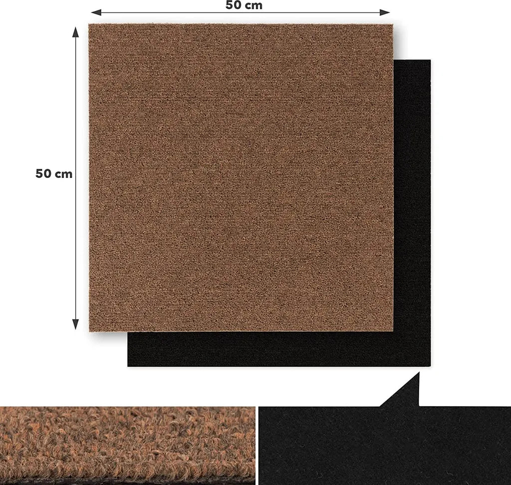  Teppichfliesen Moscow Selbstliegend Bodenbelag Büro Hotel & Wohnraum Pflegeleicht 50x50 Cm Hellbraun