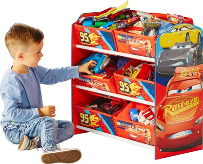  Worlds Appart Disney Cars - Regal Zur Spielzeugaufbewahrung Mit Sechs Kisten Für Kinder, 471CAA