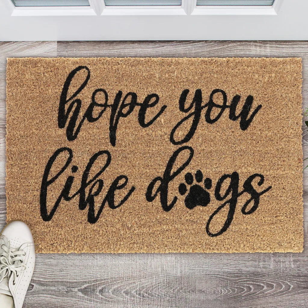  Relaxdays Kokos Fußmatte "Hope You Like Dogs"