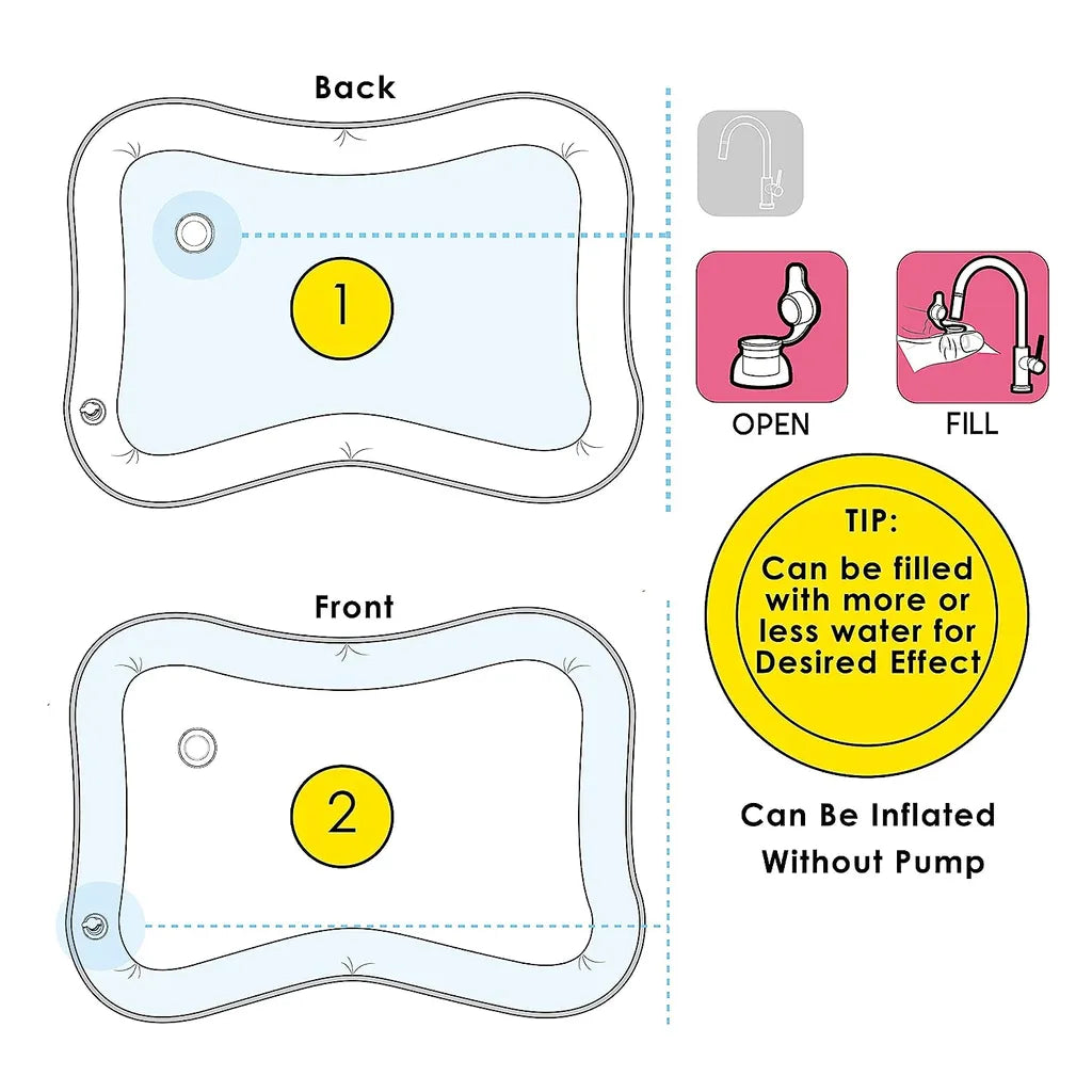  Hikeren Baby Wassermatte, Baby Aufblasbares Flapping Wasser Kissen, 66×50cm Ozean Spiel Wasser Kissen, Wasserspielzeug Baby Sensorisches Entwicklung Ausbildung