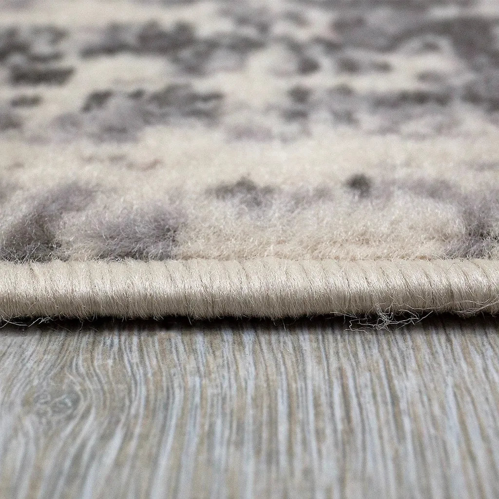  Teppich Beige Grau Creme Abstrakt Vintage Look Wohnzimmer Kurzflor Designer Teppich , Maße:200x280 Cm