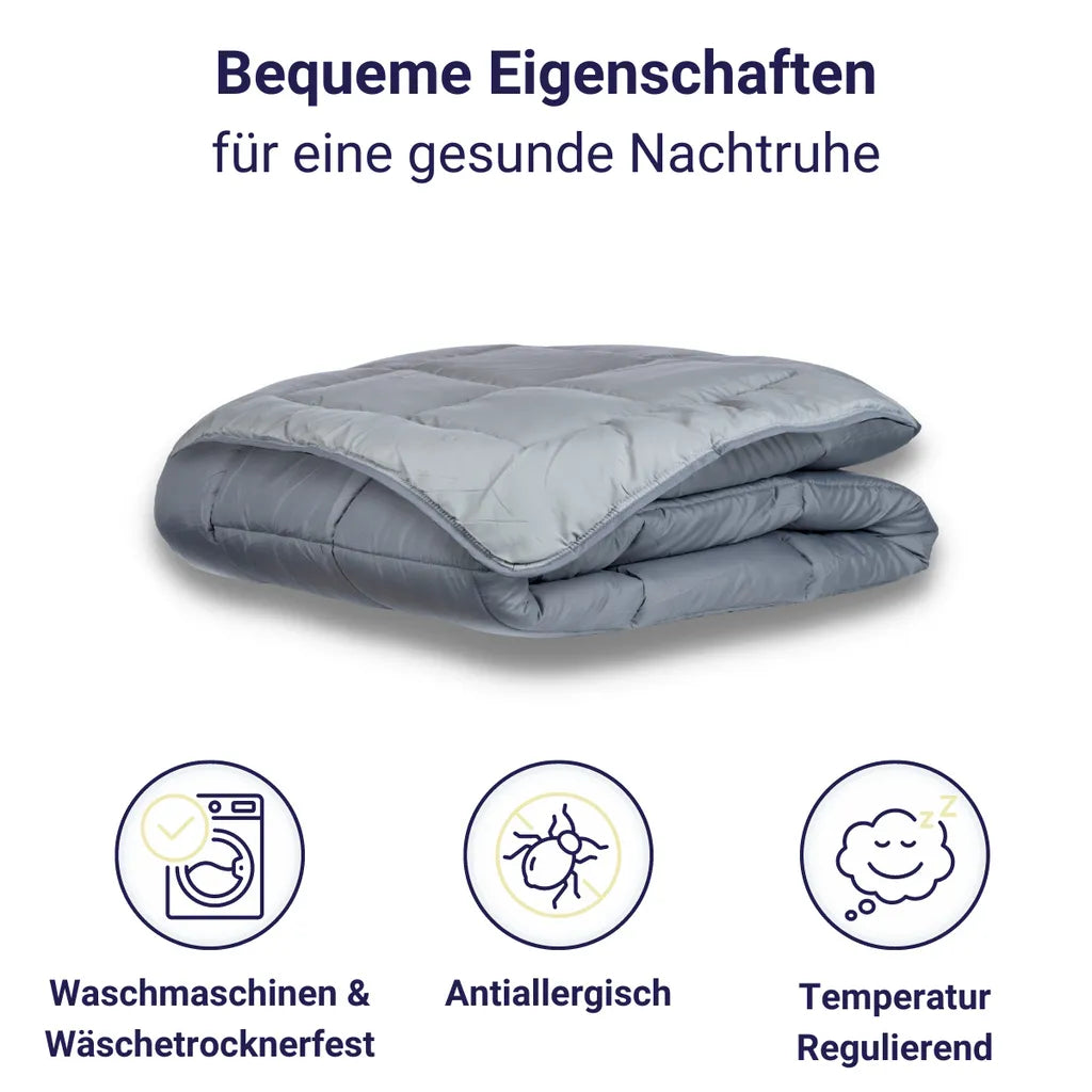  HUDSON Leichte Mikrofaser Bettdecke 200g / M² 140x200cm Stahl & Silber