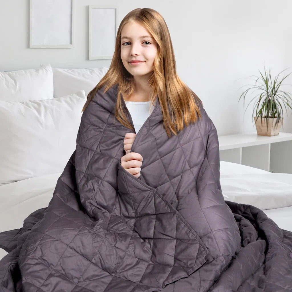  Comodo Gewichtsdecke Kinder - Therapiedecke 3,2kg - 104x152 Cm - Weighted Blanket - 100% Baumwolle - Für Stressabbau & Angstzustände - Mit Tasche