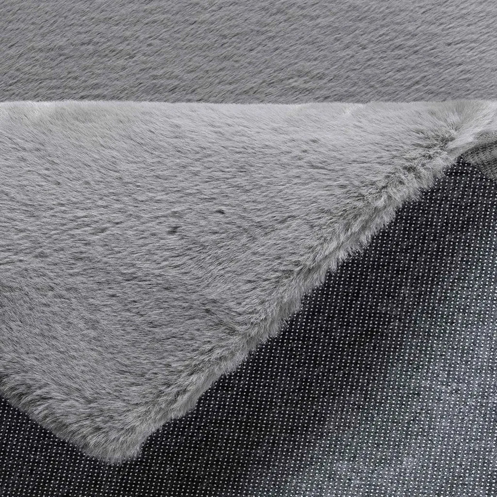  Fellteppich Kunstfell Teppich Imitat In Grau Dicht Flauschig Seidiger Glanz Hochflor, Maße:200x290 Cm