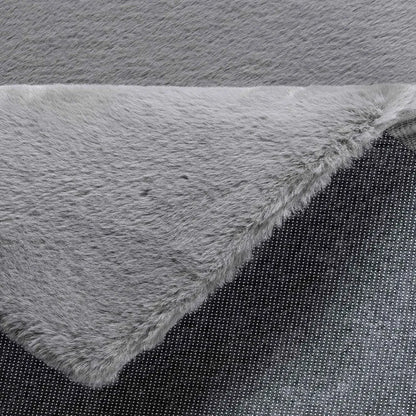  Fellteppich Kunstfell Teppich Imitat In Grau Dicht Flauschig Seidiger Glanz Hochflor, Maße:200x290 Cm