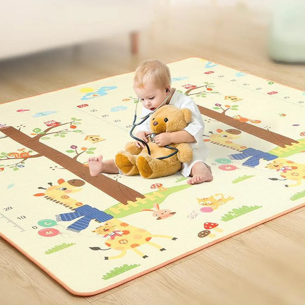  Baby-Krabbelmatte, Baby-Spielmatte Für Den Boden, Große Baumwoll-Lern-Bauchzeit-Matte, Faltbare, Rutschfeste, Superweiche, Gepolsterte Baby-Spielmatte Für Den Spielbereich, Teppich, Fitness-Aktivität Für Kleinkinder, Kleinkinder, Jungen, Mädchen,Stil 1