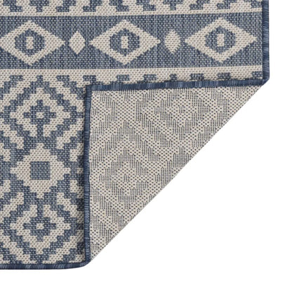  VidaXL Outdoor-Teppich Flachgewebe 100x200 Cm Blau Gestreift
