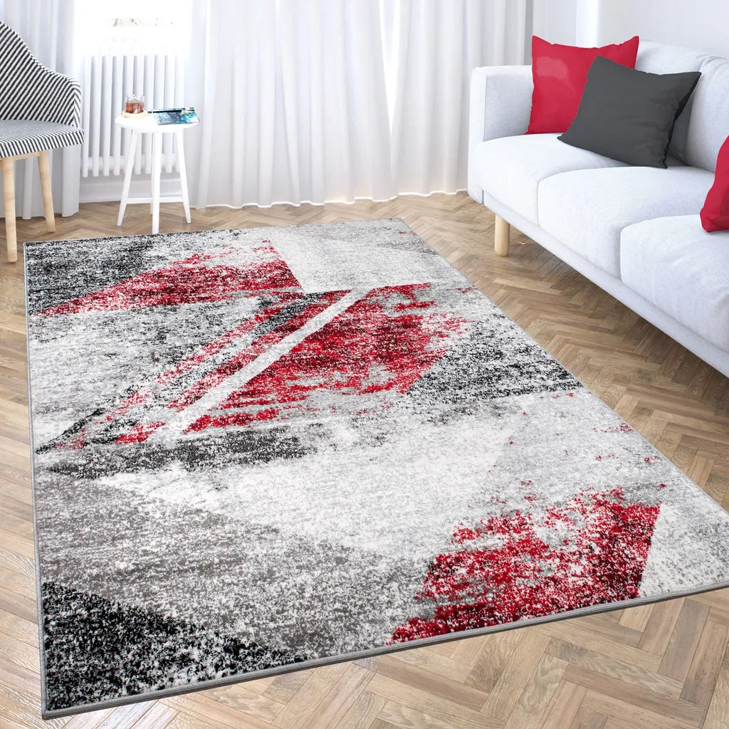  Designer Teppich Wohnzimmer Geometrisches Muster Leinwand Optik Meliert, Maße:160x220 Cm