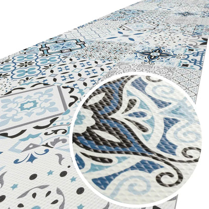  Läufer Küchenläufer Abwischbar Flurläufer Teppichläufer MIRZA Blau Azulejos Robust Breite 48cm Länge 180cm