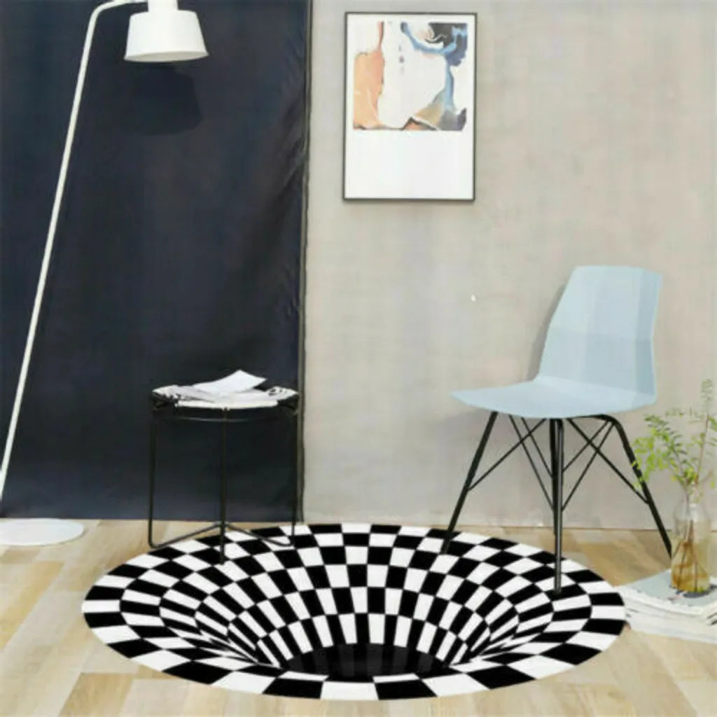  3D Unten Loch Optische Illusion Fläche Teppich Teppich Bodenmatte Heim Runde Matte 40*60cm