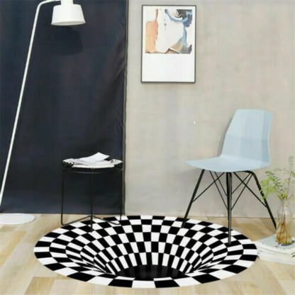  3D Unten Loch Optische Illusion Fläche Teppich Teppich Bodenmatte Heim Runde Matte 40*60cm